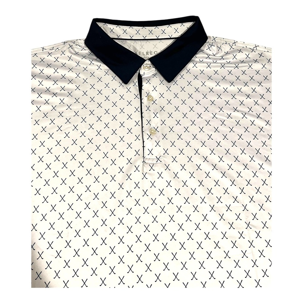 MAELREG Men's 2XL Performance Golf Polo White Black Crossed Clubs